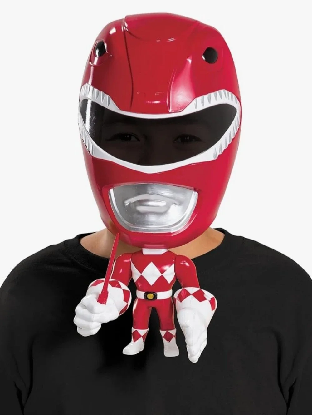 NWT Power Rangers Red Ranger Mask Kids Halloween Move-A-Mask Pretend Play